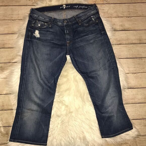 7FAM Crop Josefina Skinny Boyfriend Denim Jeans - Picture 2 of 7